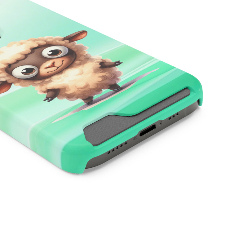 EnchantGuard Phone Case with Card Holder: Style Meets Functionality - Sheep