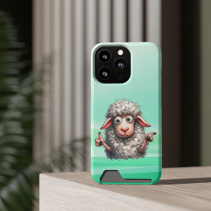 EnchantGuard Phone Case with Card Holder: Style Meets Functionality - Sheep