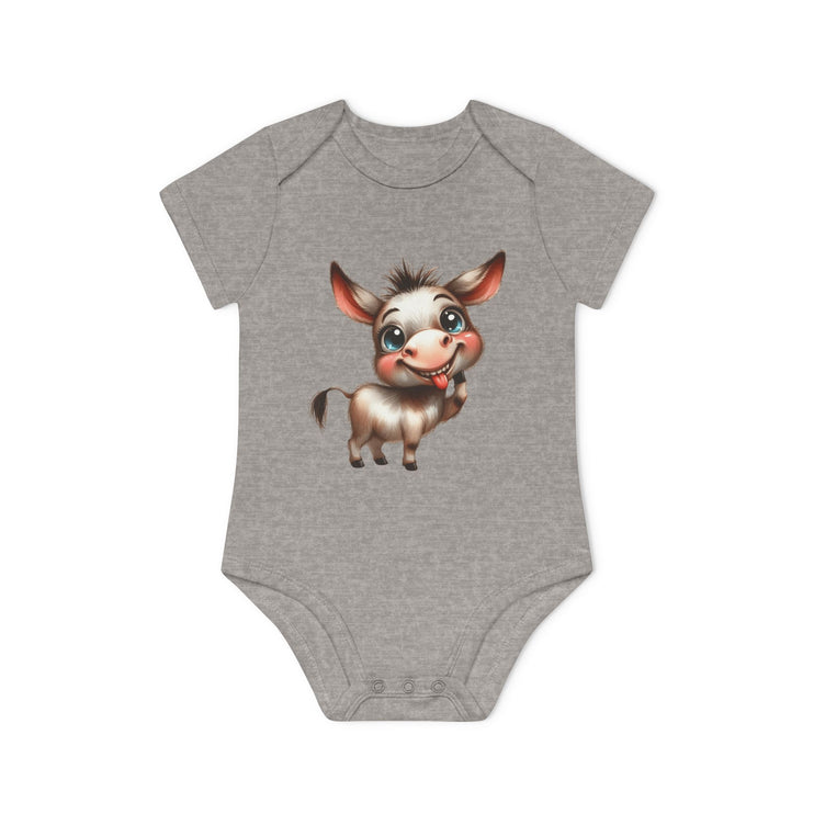 SnuggleNest Organic Baby Bodysuit (Short Sleeves) Donkey