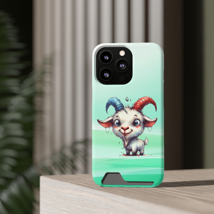 EnchantGuard Phone Case with Card Holder: Style Meets Functionality - Goat