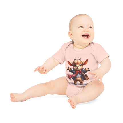 SnuggleNest Organic Baby Bodysuit (Short Sleeves) Goat