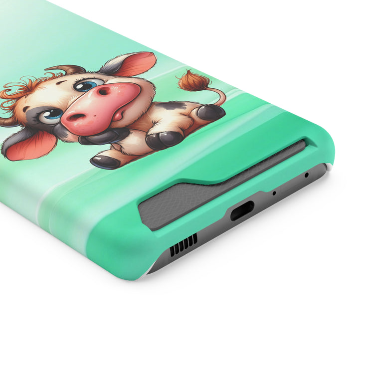 EnchantGuard Phone Case with Card Holder: Style Meets Functionality - Cow