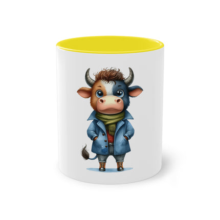 Harmony Two-Tone Coffee Mug: Sip in Style, Revel in Comfort - Cow