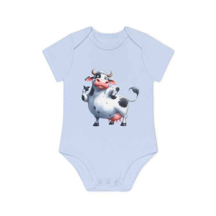 SnuggleNest Organic Baby Bodysuit (Short Sleeves) Cow