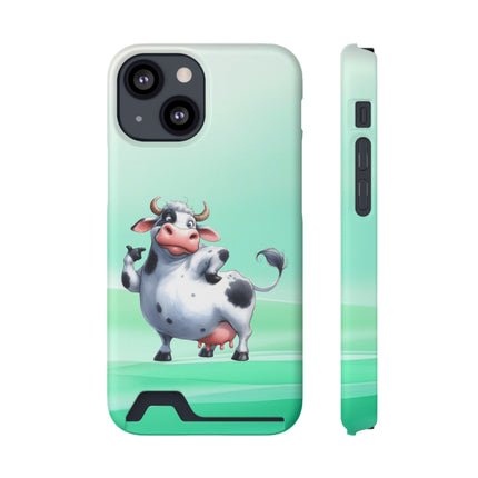 EnchantGuard Phone Case with Card Holder: Style Meets Functionality - Cow