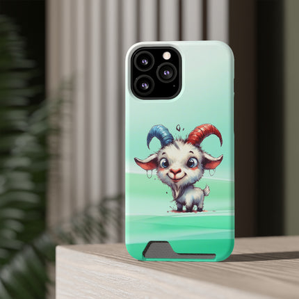 EnchantGuard Phone Case with Card Holder: Style Meets Functionality - Goat