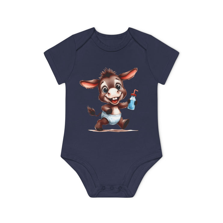 SnuggleNest Organic Baby Bodysuit (Short Sleeves) Donkey