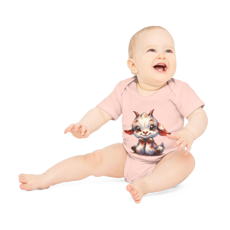 SnuggleNest Organic Baby Bodysuit (Short Sleeves) Goat