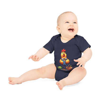 SnuggleNest Organic Baby Bodysuit (Short Sleeves) Rooster