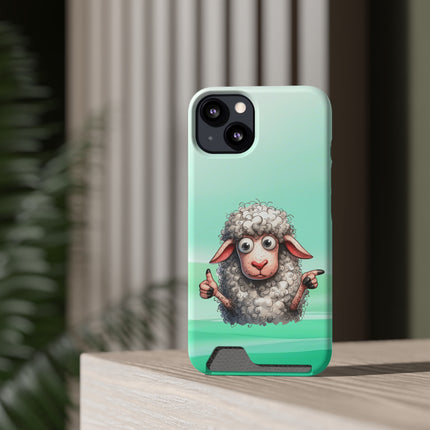 EnchantGuard Phone Case with Card Holder: Style Meets Functionality - Sheep