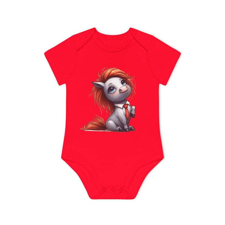 SnuggleNest Organic Baby Bodysuit (Short Sleeves) Horse