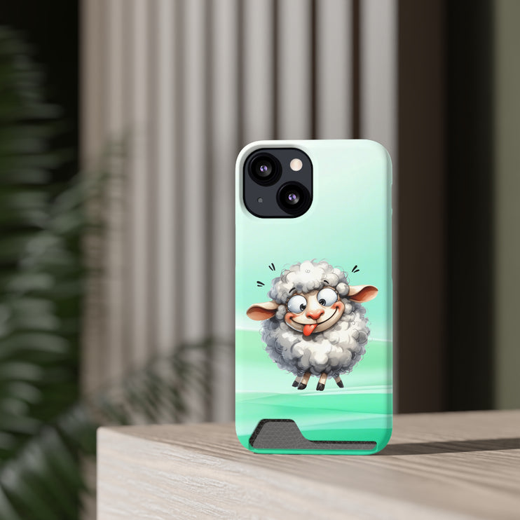 EnchantGuard Phone Case with Card Holder: Style Meets Functionality - Sheep