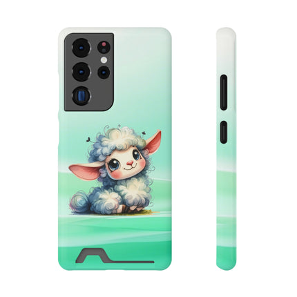 EnchantGuard Phone Case with Card Holder: Style Meets Functionality - Sheep