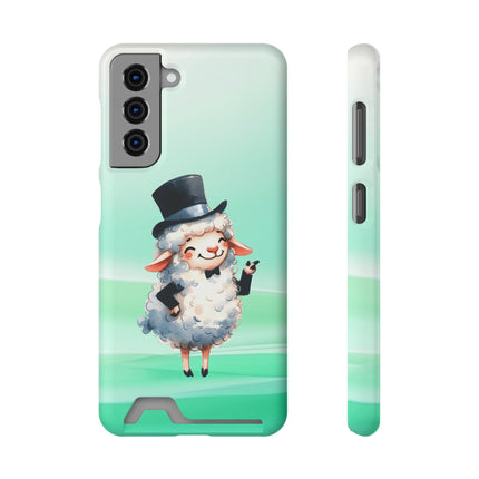 EnchantGuard Phone Case with Card Holder: Style Meets Functionality - Sheep