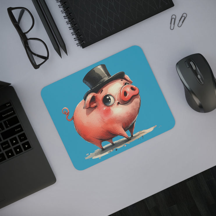 WhimsyWonder Desk Mouse Pad: Εξατομικευμένη γοητεία για το χώρο εργασίας σας - Χαριτωμένο χοίρο στο κορυφαίο καπέλο