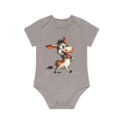 SnuggleNest Organic Baby Bodysuit (Short Sleeves) Donkey