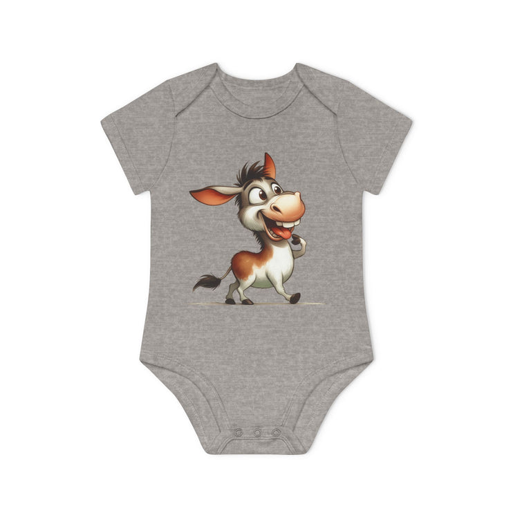 SnuggleNest Organic Baby Bodysuit (Short Sleeves) Donkey