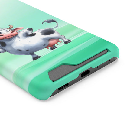 EnchantGuard Phone Case with Card Holder: Style Meets Functionality - Cow