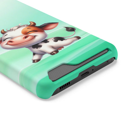 EnchantGuard Phone Case with Card Holder: Style Meets Functionality - Cow