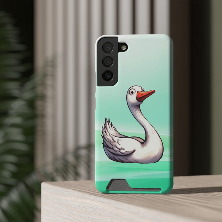 EnchantGuard Phone Case with Card Holder: Style Meets Functionality - Swan