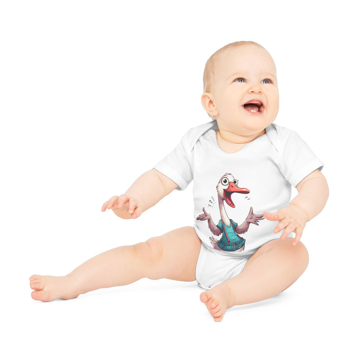 SnuggleNest Organic Baby Bodysuit (Short Sleeves) Goose