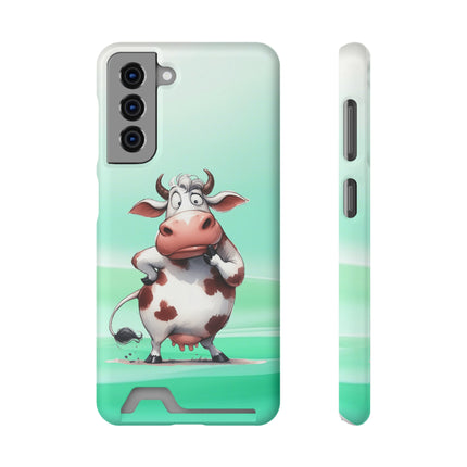 EnchantGuard Phone Case with Card Holder: Style Meets Functionality - Cow