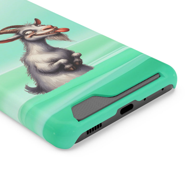 EnchantGuard Phone Case with Card Holder: Style Meets Functionality - Goat