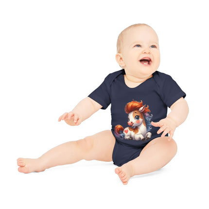 SnuggleNest Organic Baby Bodysuit (Short Sleeves) Horse