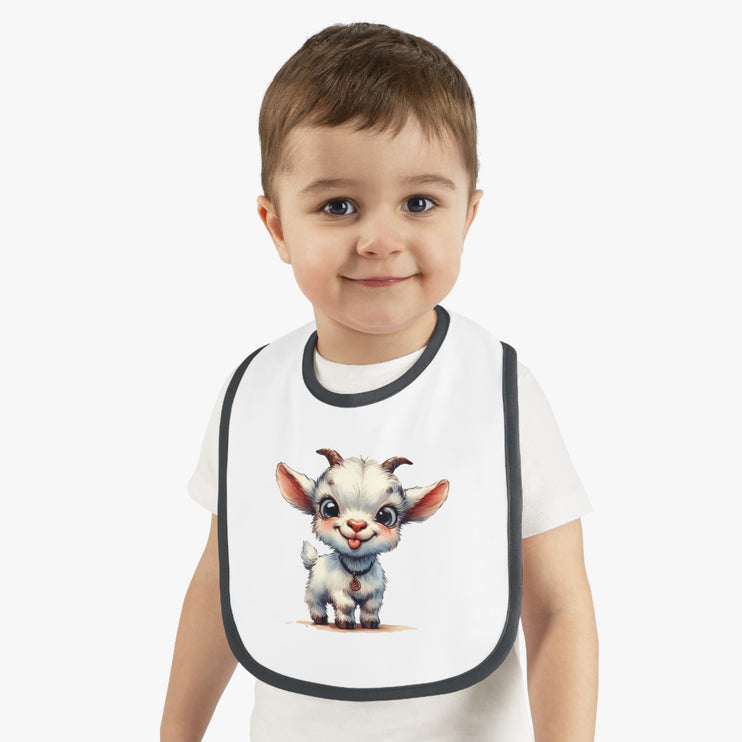 CharmChomp Contrast Σαλιάρα: Stylish & Practical Meal Time Magic! Cute Baby Goat