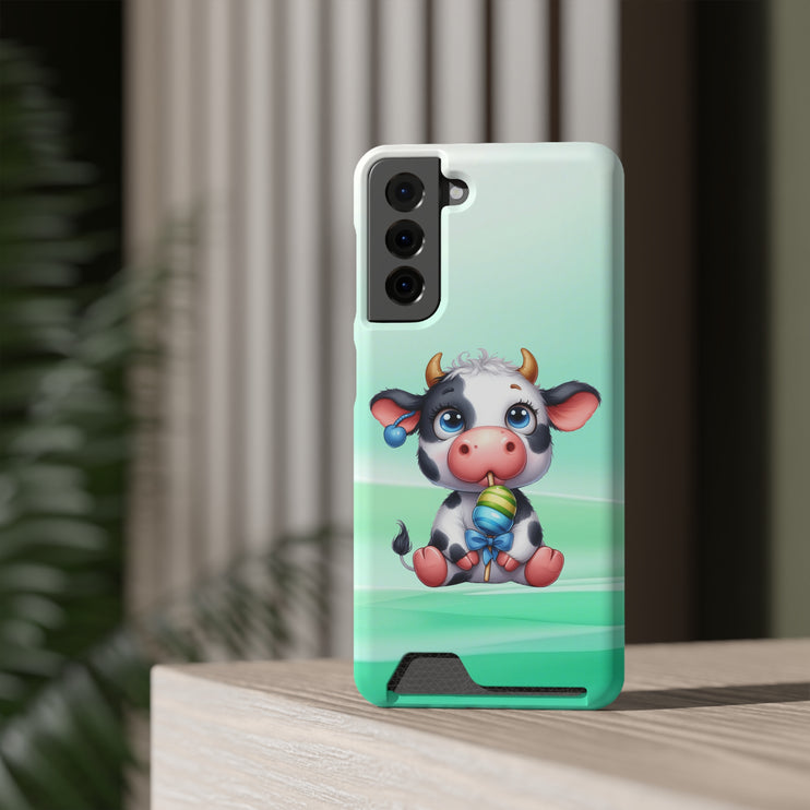 EnchantGuard Phone Case with Card Holder: Style Meets Functionality - Cow