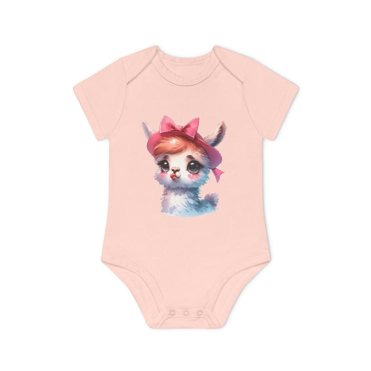 SnuggleNest Organic Baby Bodysuit (Short Sleeves) Lama