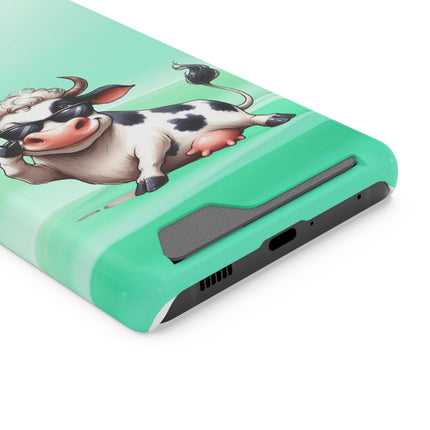 EnchantGuard Phone Case with Card Holder: Style Meets Functionality - Cow