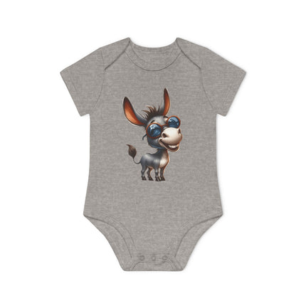 SnuggleNest Organic Baby Bodysuit (Short Sleeves) Donkey