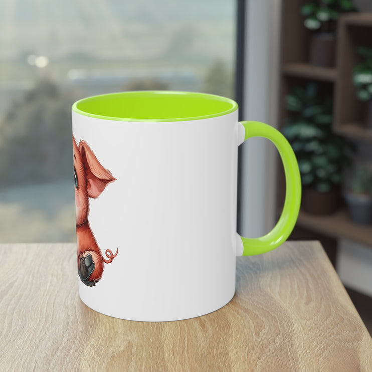 Harmony Two-Tone Coffee Mug: Sip in Style, Revel in Comfort - Pig