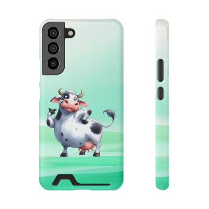 EnchantGuard Phone Case with Card Holder: Style Meets Functionality - Cow