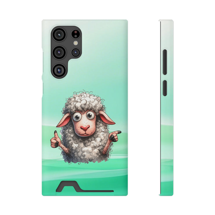 EnchantGuard Phone Case with Card Holder: Style Meets Functionality - Sheep