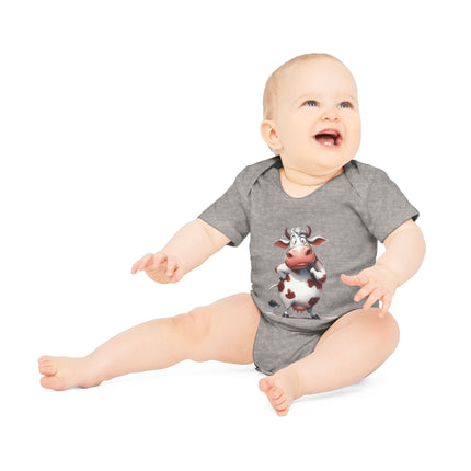 SnuggleNest Organic Baby Bodysuit (Short Sleeves) Cow