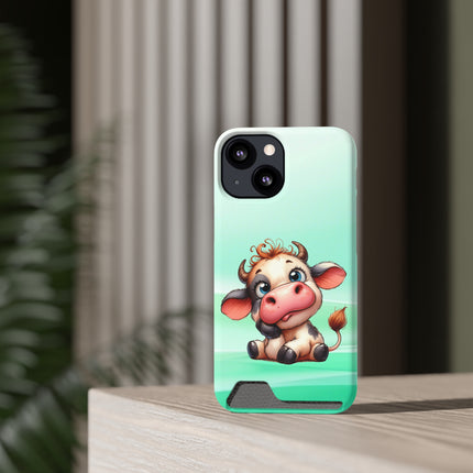 EnchantGuard Phone Case with Card Holder: Style Meets Functionality - Cow