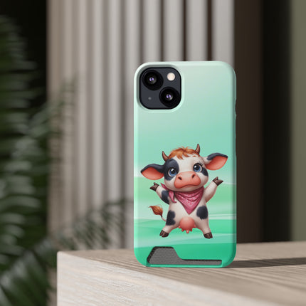 EnchantGuard Phone Case with Card Holder: Style Meets Functionality - Cow