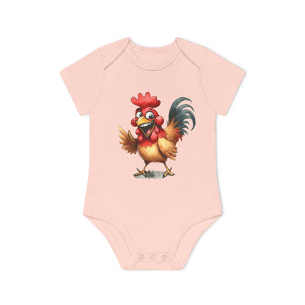 SnuggleNest Organic Baby Bodysuit (Short Sleeves) Rooster