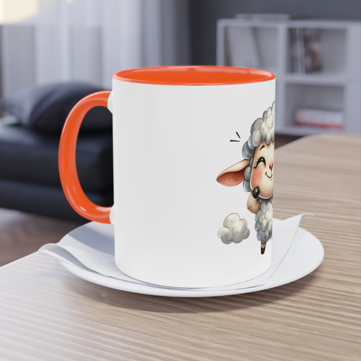 Harmony Two-Tone Coffee Mug: Sip in Style, Revel in Comfort - Sheep