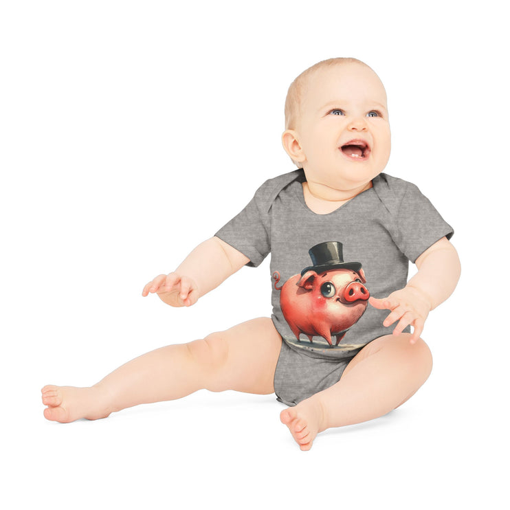 SnuggleNest Organic Baby Bodysuit (Short Sleeves) Pig