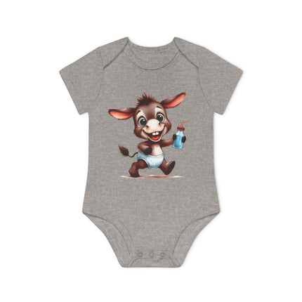 SnuggleNest Organic Baby Bodysuit (Short Sleeves) Donkey