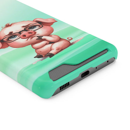 EnchantGuard Phone Case with Card Holder: Style Meets Functionality - Pig