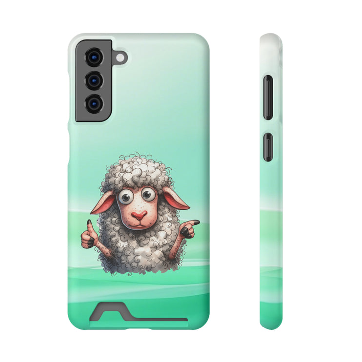 EnchantGuard Phone Case with Card Holder: Style Meets Functionality - Sheep