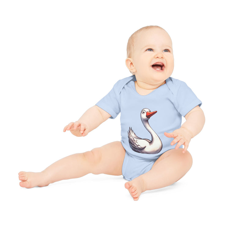 SnuggleNest Organic Baby Bodysuit (Short Sleeves) Swan