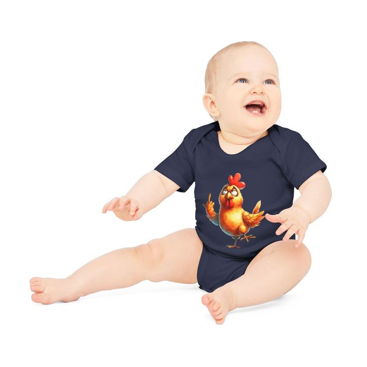 SnuggleNest Organic Baby Bodysuit (Short Sleeves)  Chicken