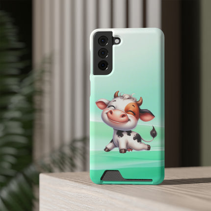 EnchantGuard Phone Case with Card Holder: Style Meets Functionality - Cow