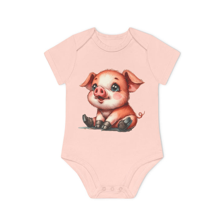 SnuggleNest Organic Baby Bodysuit (Short Sleeves) Pig