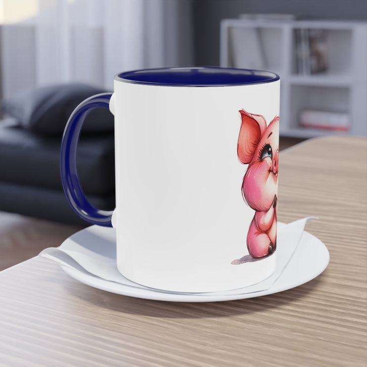 Harmony Two-Tone Coffee Mug: Sip in Style, Revel in Comfort - Pig